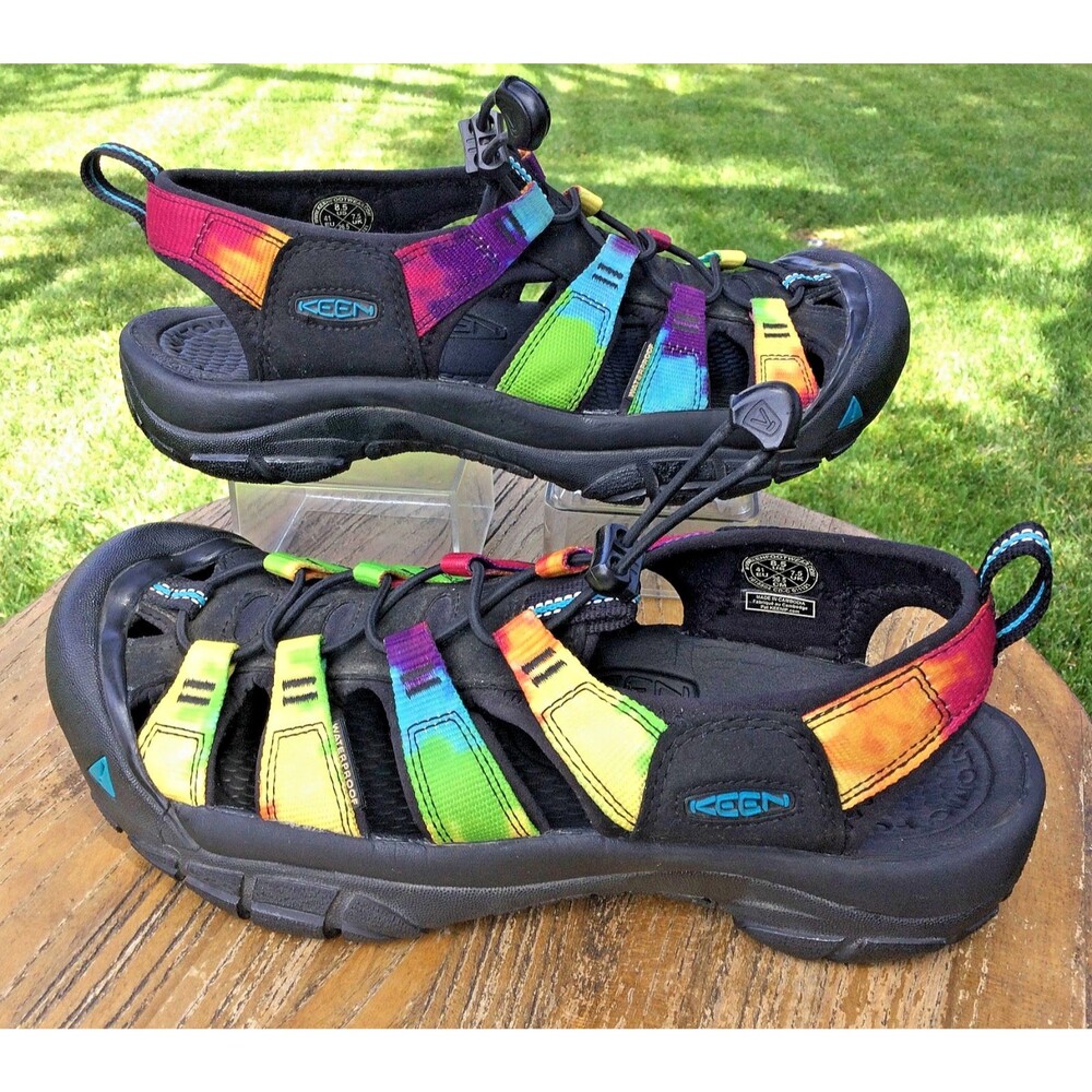 Keen Newport Retro Tie Dye Sandals Mens 8.5 Rainbow Water Sport Closed Toe EU 41
